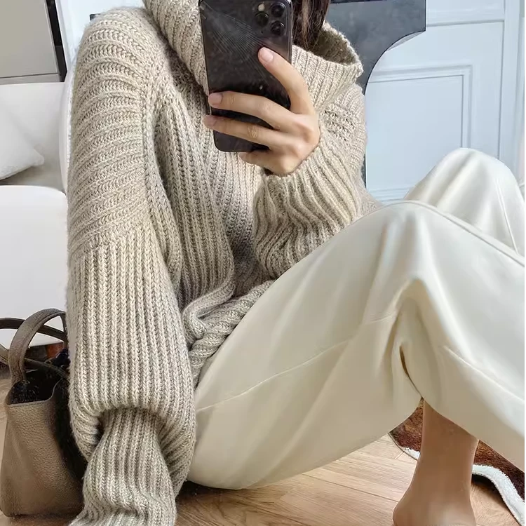 【特价捡漏】落日情书毛衣 纸片人棒织高领针织衫美洋MEIYANG