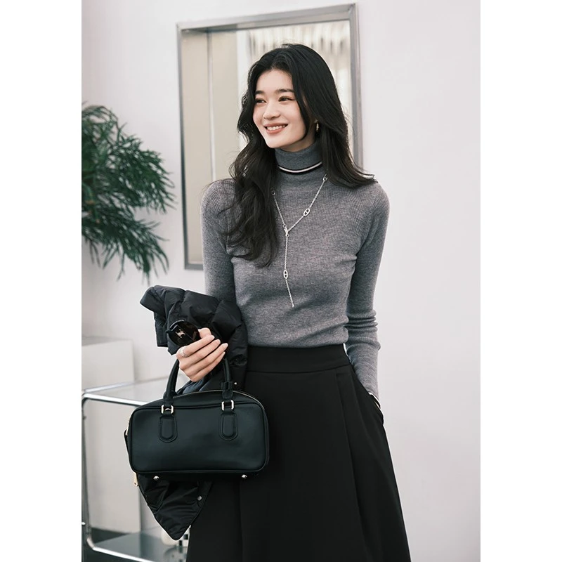 美洋【特价捡漏】瘦瘦衫修身高领针织休闲百搭显瘦时尚秋冬舒适柔软