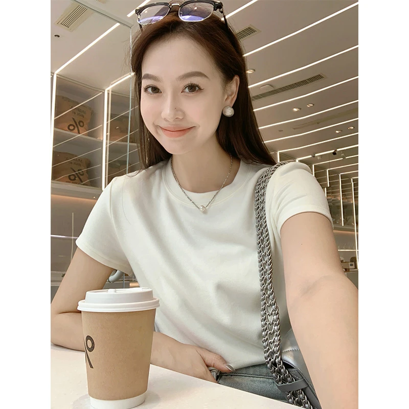 【品质优选】 半暖T恤 仿羊绒_抗菌磨毛蓄热圆领修身短款短袖上衣