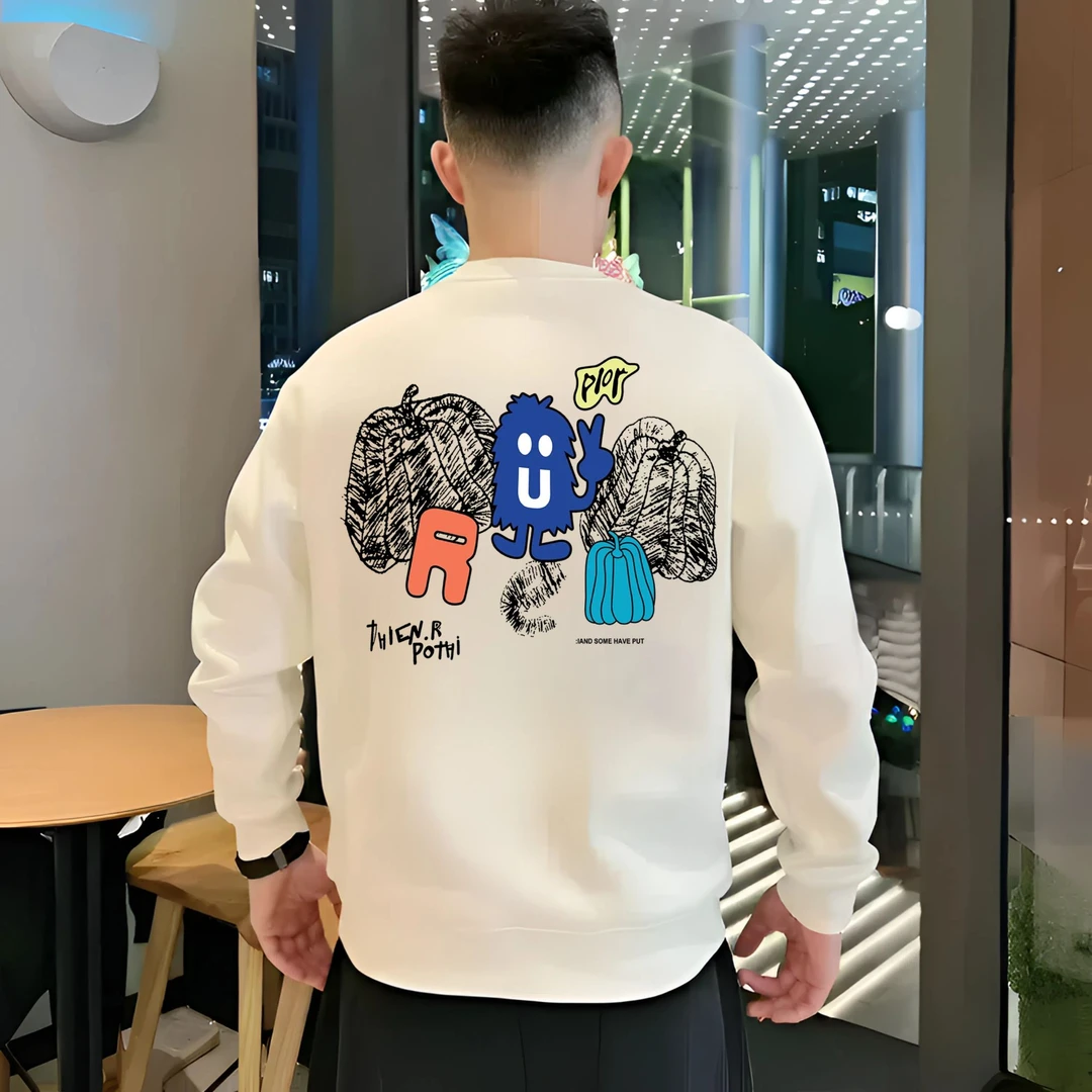 卫衣男款爆款2024新款秋冬季加绒男士宽松潮牌印花圆领男装上衣服