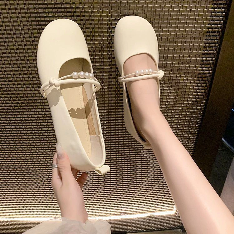 玛丽珍软皮新款百搭单鞋夏天气质鞋软底学生温柔珍珠春夏上班鞋子