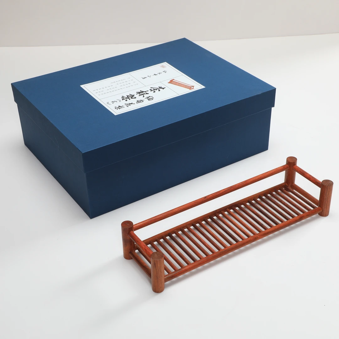 托盘茶杯架-缅甸花梨木