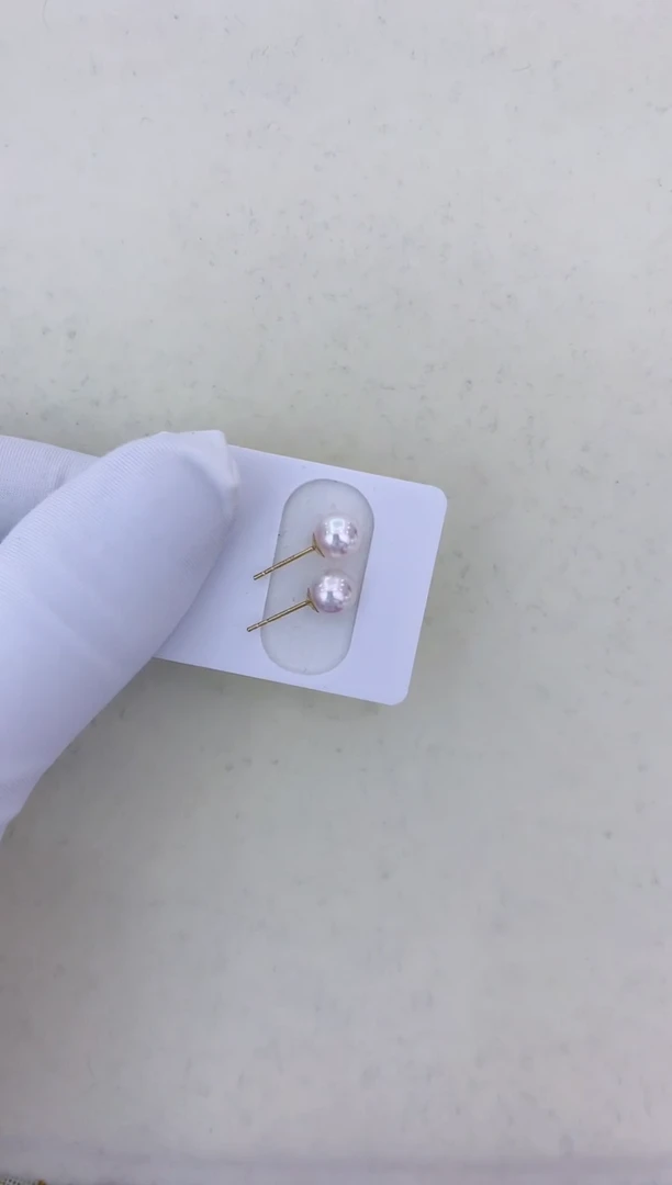 【闪购商品】海水珍珠耳饰18K金镶嵌6-6.5素钉