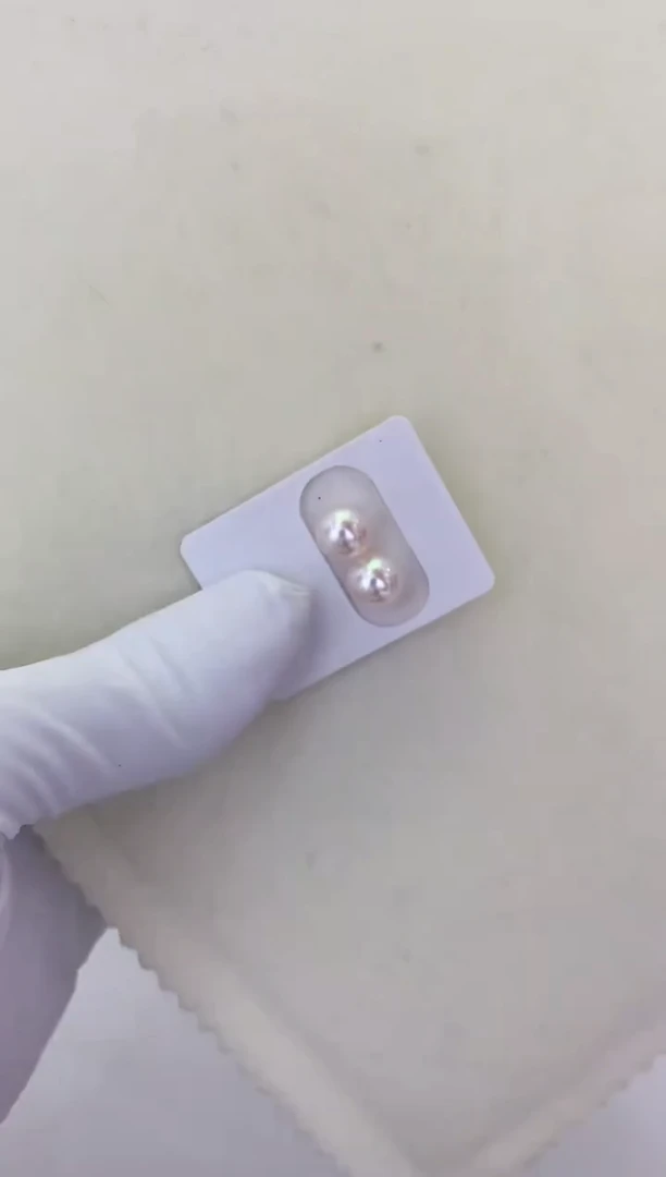 【闪购商品】海水珍珠耳饰18K金镶嵌8-8.5素钉