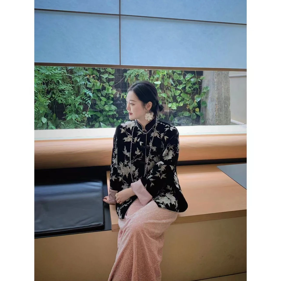 YJR叶老本儿 怜语 新中式气质百搭显瘦时尚黑色外套YJR330