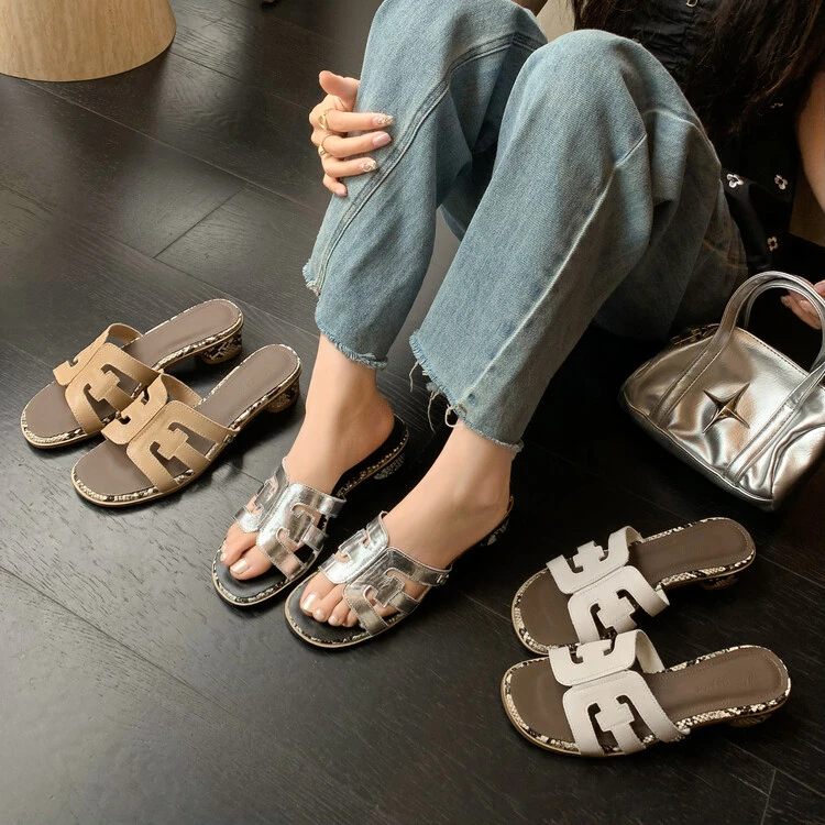 真皮大码法式网红凉鞋拖女夏精致女款拖鞋2024新款夏天高级感外穿