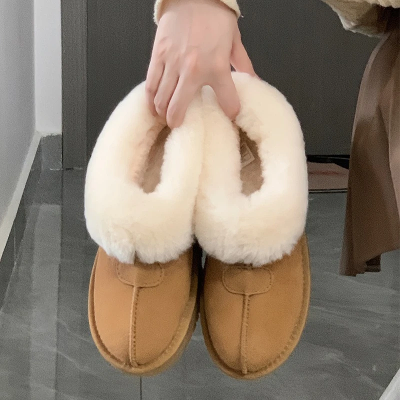 [15HZ的鲸]厚底雪地靴女2024新款加绒加厚毛毛棉鞋防水毛口棉靴