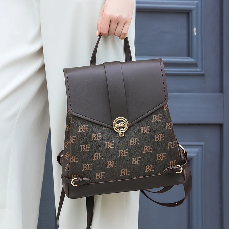 Belunis贝伦妮斯 新款经典轻奢气质洋气印花大容量双肩背包质感