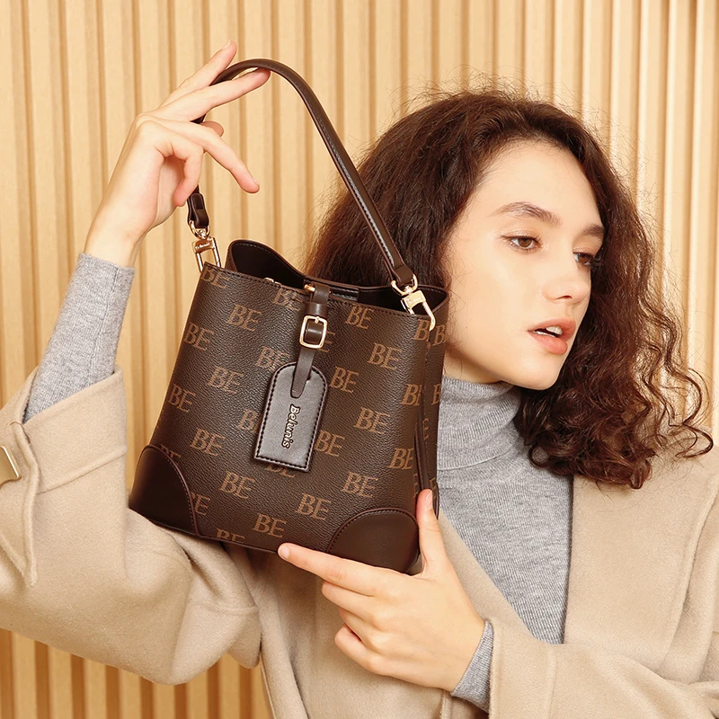 Belunis 贝伦妮斯高端轻奢女包品牌水桶包气质斜挎包百搭经典单肩