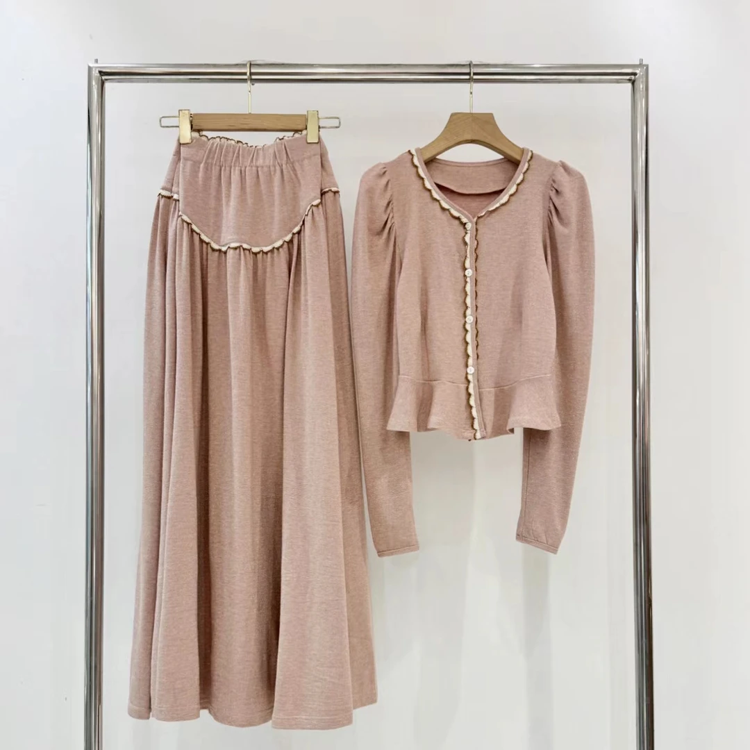 20253037女装半身裙套装yy韩版ins气质碎花复古收腰印花纯色气质