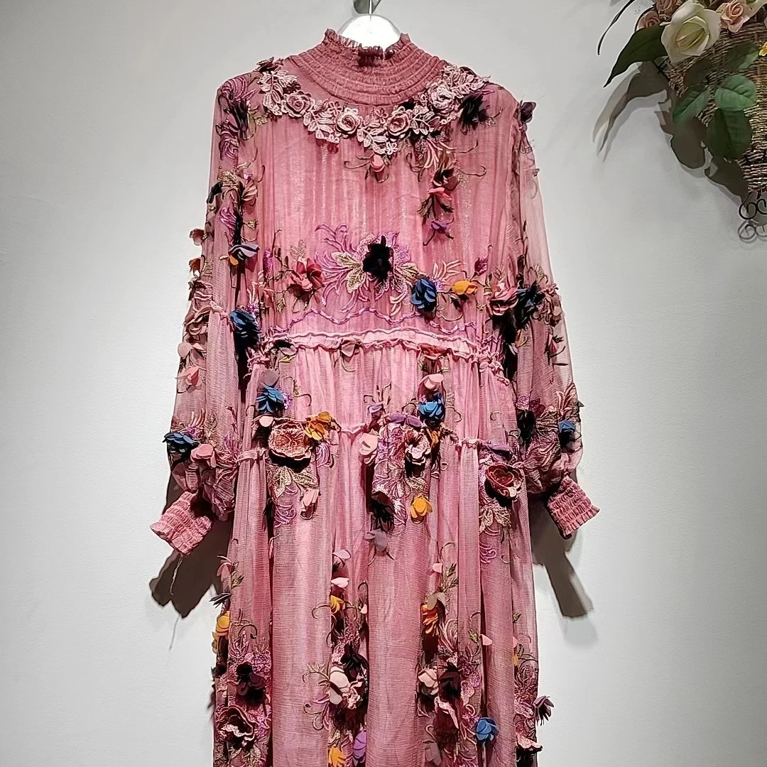 蝴蝶仙子高领桑蚕丝连衣裙2186U