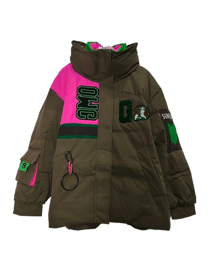 双层领潮流时尚拼接短款羽绒服