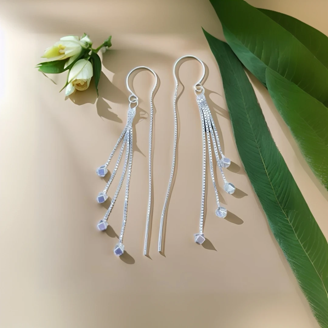 足银耳饰 苗疆足银耳坠（苗湘阿妹专属）流苏款990银饰