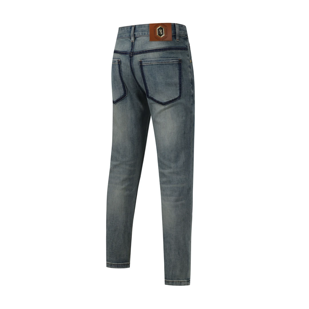 2024春夏季新款蓝色男士牛仔裤蓝色休闲薄款男裤弹力修身小脚长裤