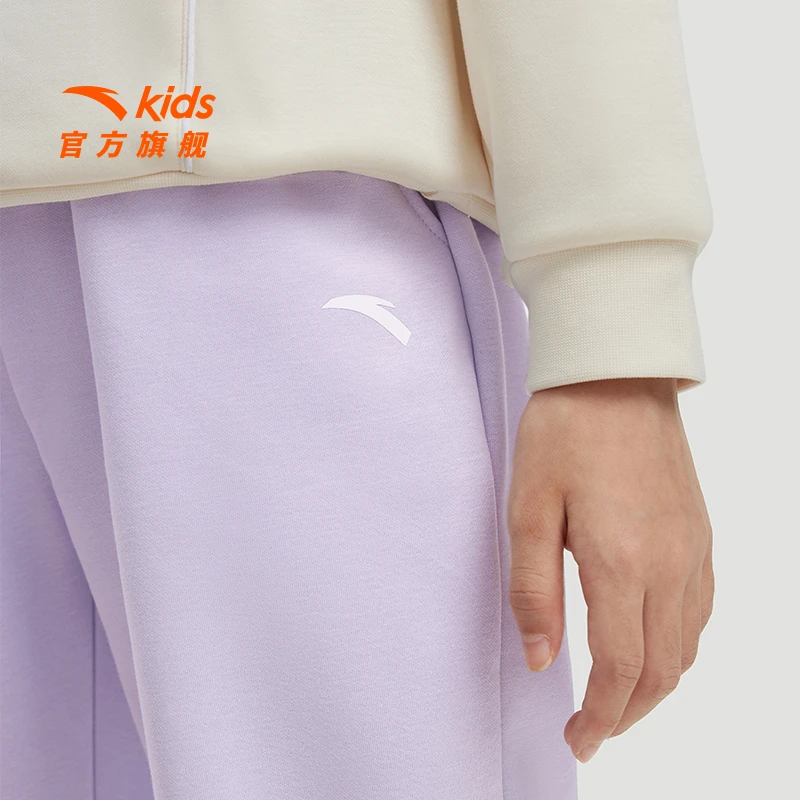 安踏儿童女童运动长裤2025冬季新款舒适保暖青少年御寒加绒运动裤