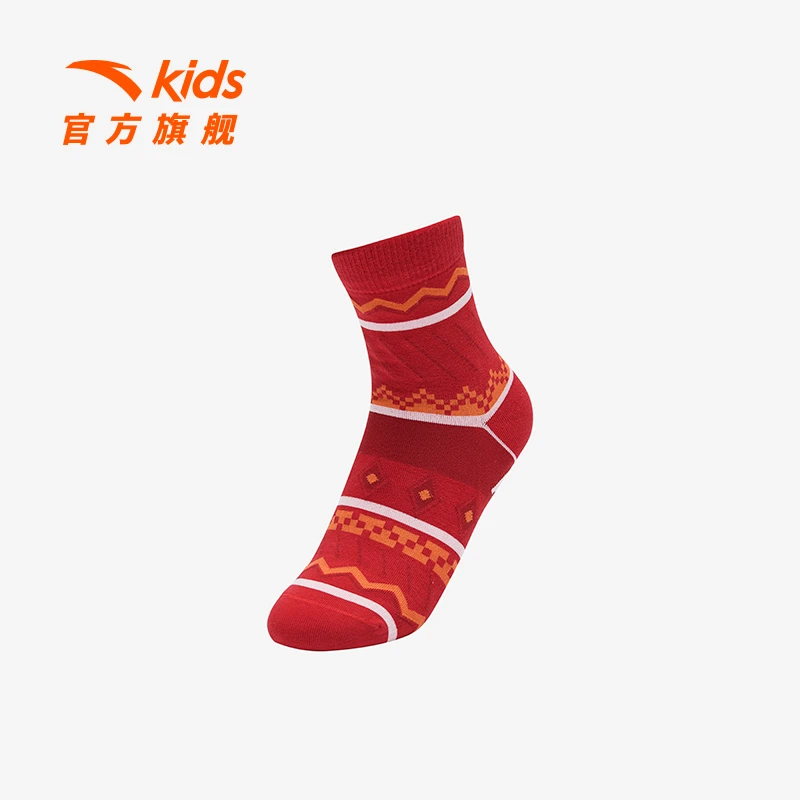 【醒狮款】安踏儿童男大童中袜冬季新款舒适精梳棉袜抗菌袜欧若风
