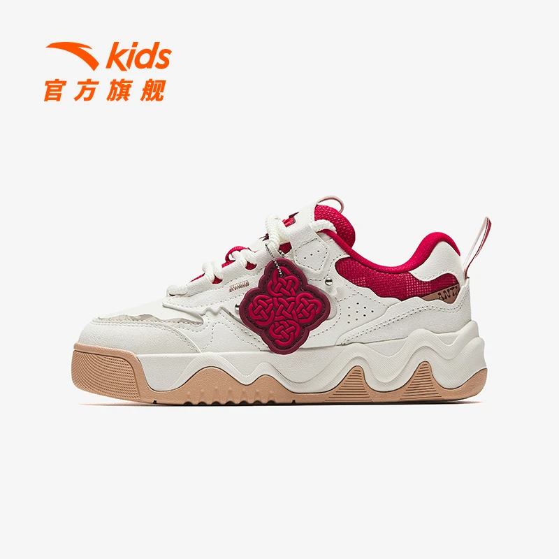 安踏儿童女大童板鞋2025春季欧若动感风防滑耐磨低帮休闲板鞋