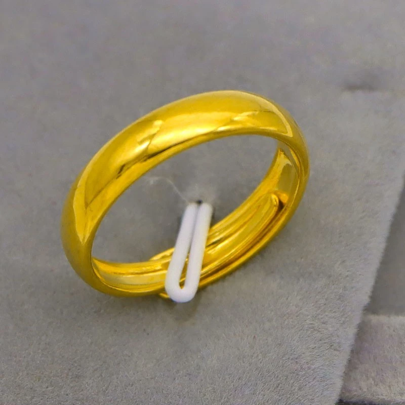 铜合金戒指 时尚金色指环经典亮面光面通用情侣可调节光面戒指