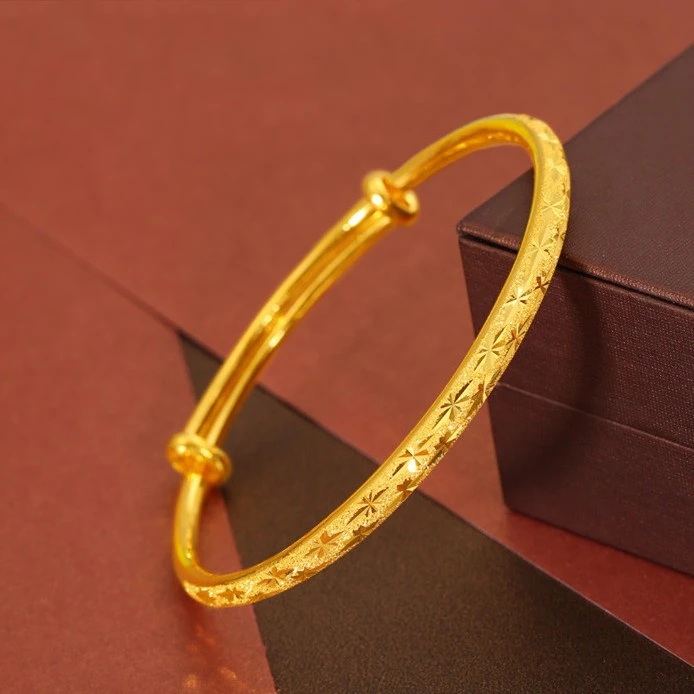 铜合金手镯 久不掉色时尚金色满天星可调节百搭女款伸缩手镯饰品