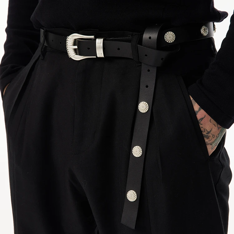 SHIZUKAUMI 原创牛头层皮腰带