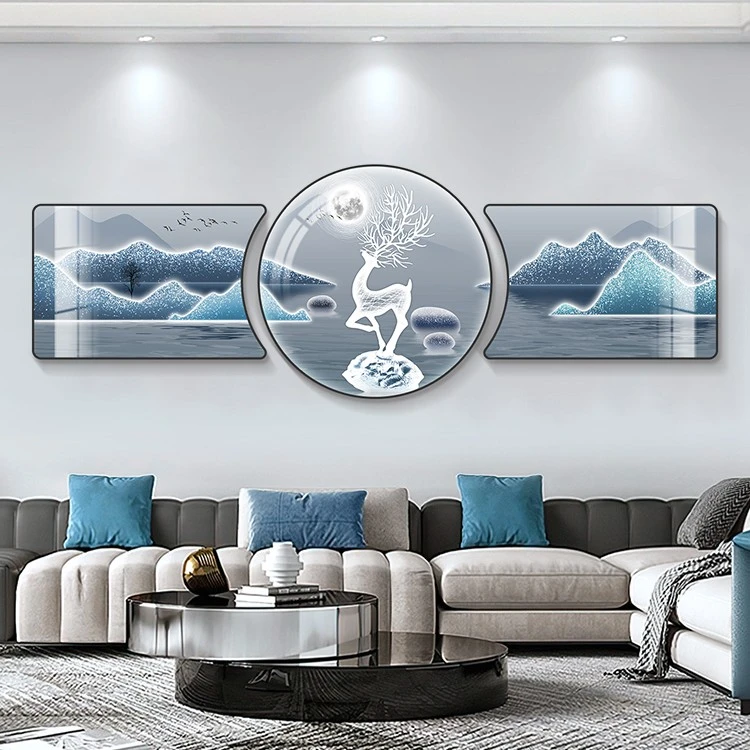 荣耀佳画【佳工坊】客厅三联装饰画轻奢沙发背景墙挂画大气墙画壁画