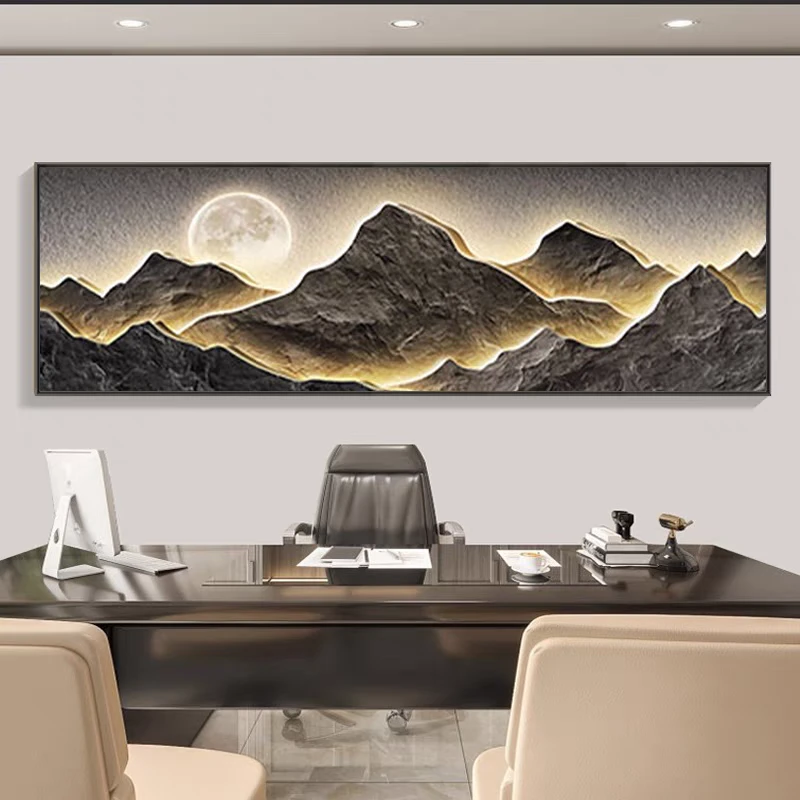 【银河】背有靠山镶钻轻奢客厅沙发装饰画中式茶室办公室挂画20070