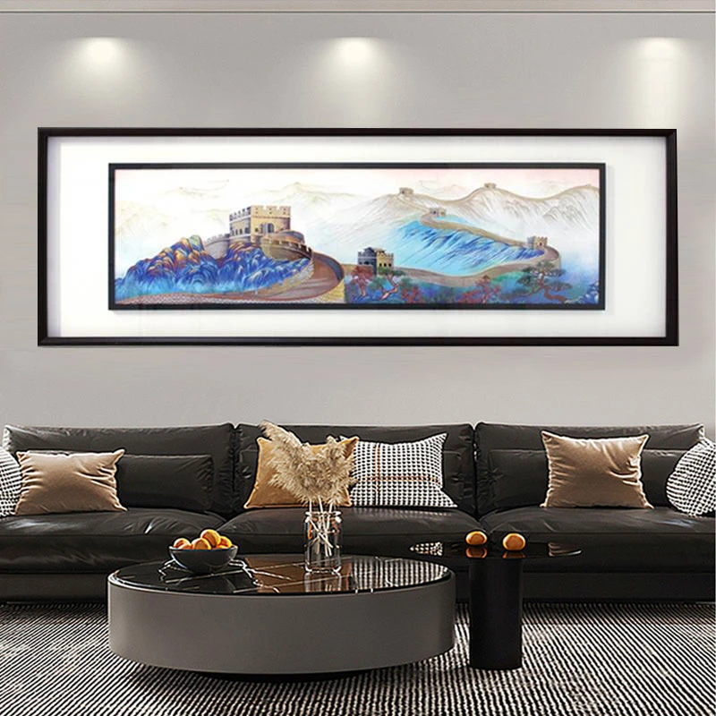 【守信】万里长城新款刺绣客厅高端手工沙发背景墙装饰画210*70