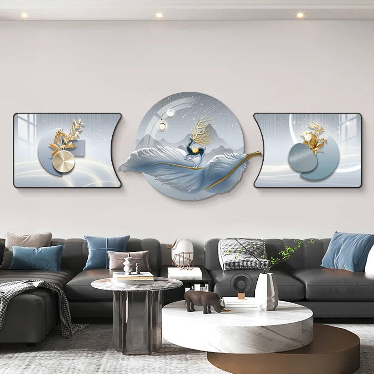 【佳工坊】客厅装饰画高级感现代轻奢沙发背景墙三联画好寓意墙画