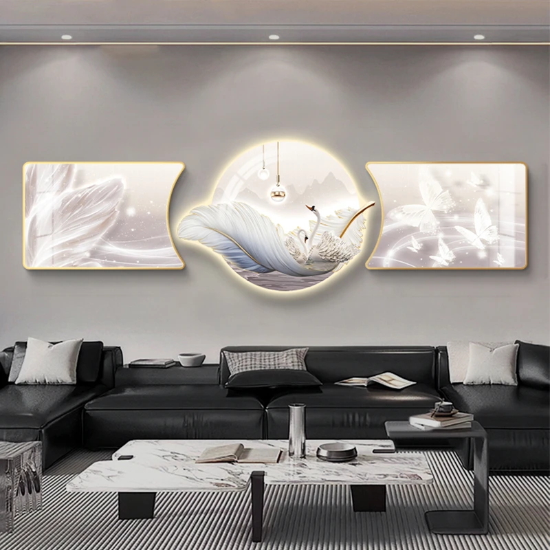 荣耀佳画佳工坊轻奢客厅雕刻装饰画高档创意组合三联墙壁挂画