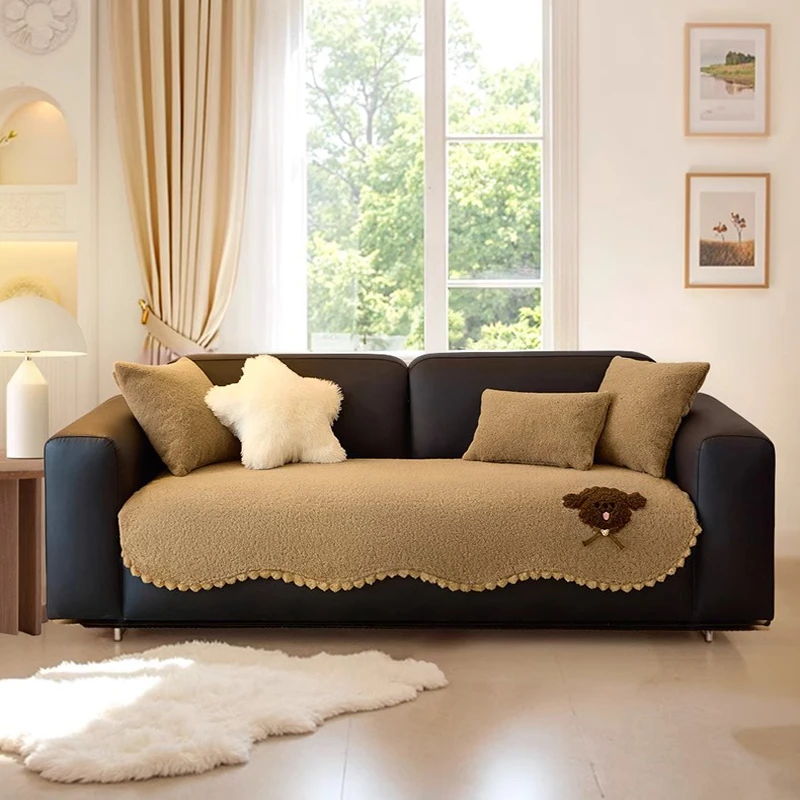 异形沙发垫2025新款盖巾防滑高级感沙发套罩盖布秋冬加厚羊羔绒