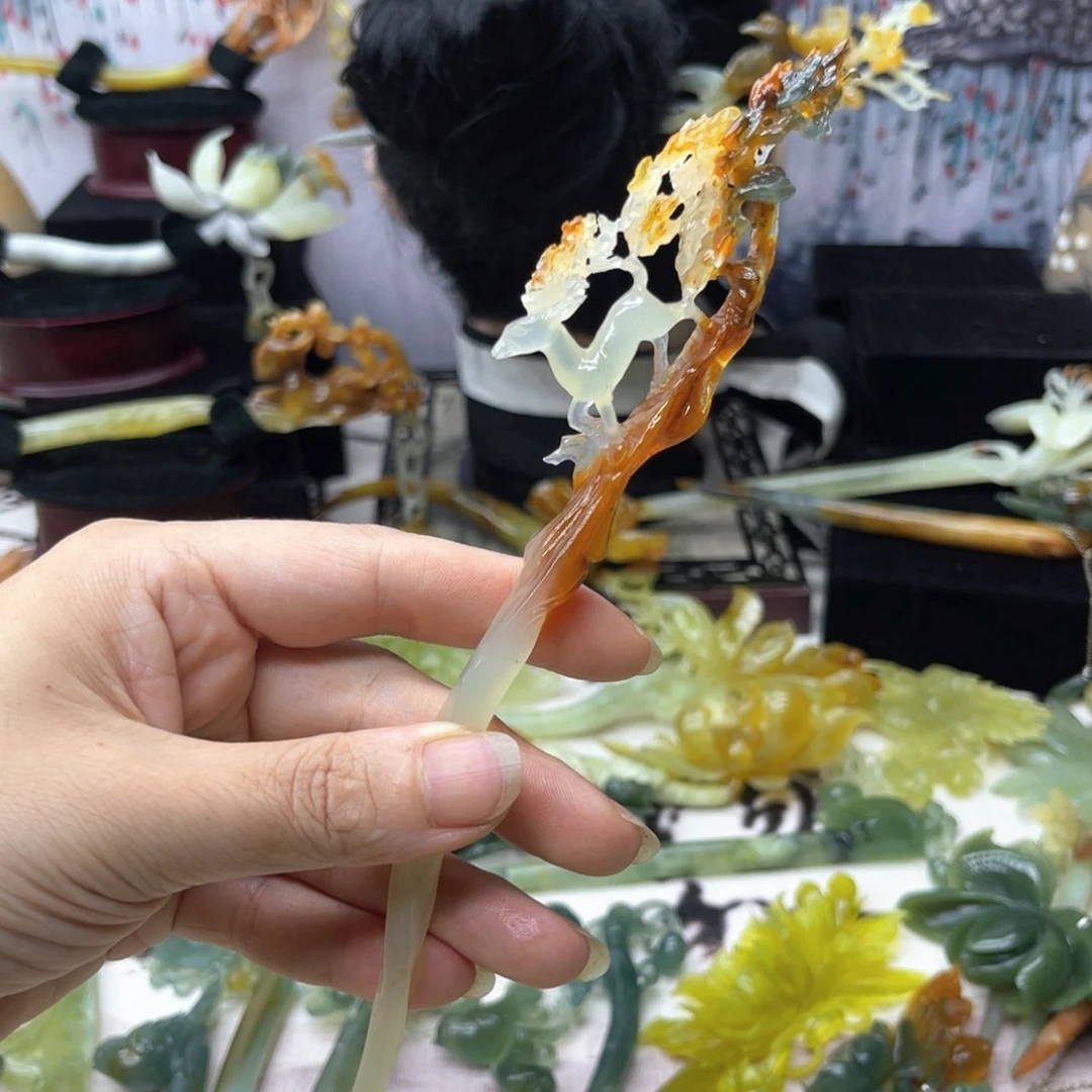 【闪购商品】蛇纹石玉发饰未镶嵌平****?