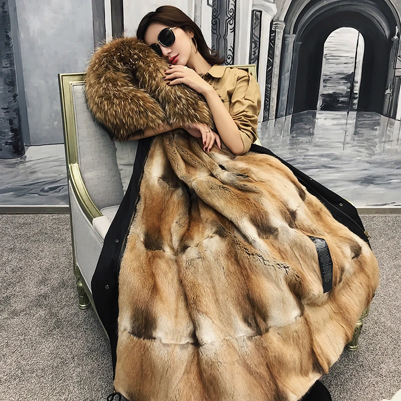 水貂毛内胆派克服女2025年冬季中长款皮草外套女大衣可拆卸年轻款