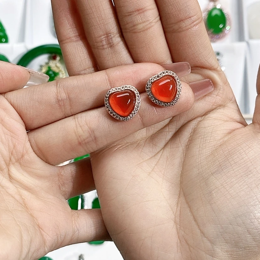 【闪购商品】玛瑙/玉髓耳钉未镶嵌