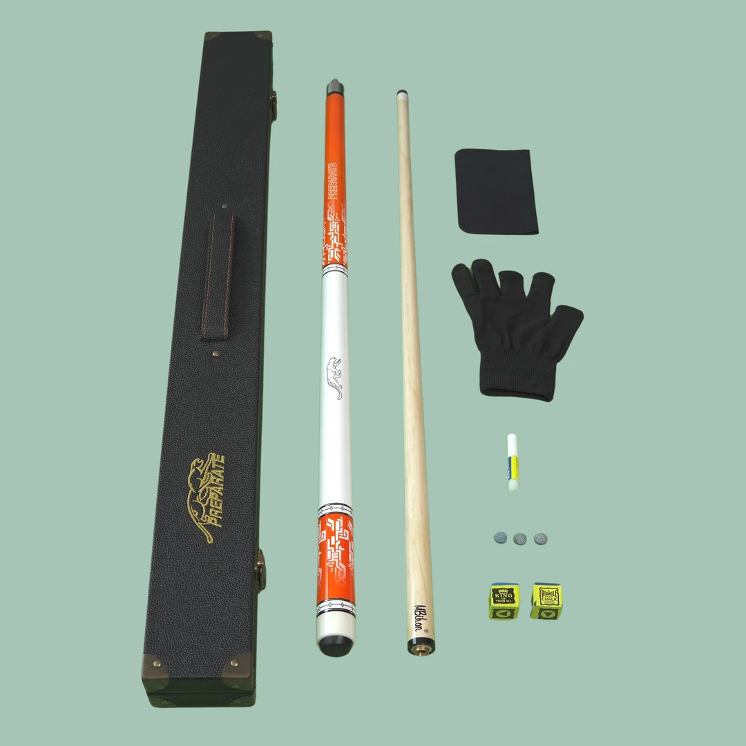 冰轮神豹分体手工大头优质杆中头黑八精选枫木小头斯诺克桌球杆