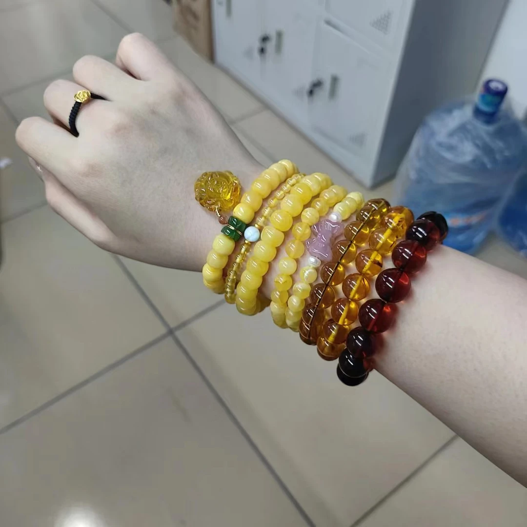 蜜蜡 血 珀 花 珀 蓝 珀  DIY设计款手串（多样性发货）时尚