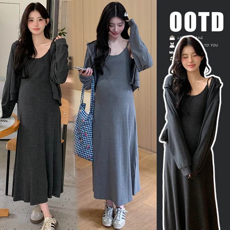 2024秋冬新款孕妇显瘦吊带裙套装宽松两件套孕妇装