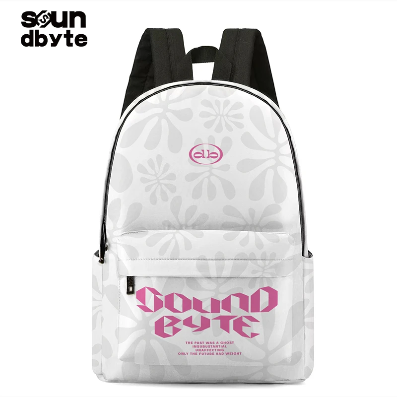 soundbyte印花双肩包女学生时尚潮流书包初中生大容量通勤背包男
