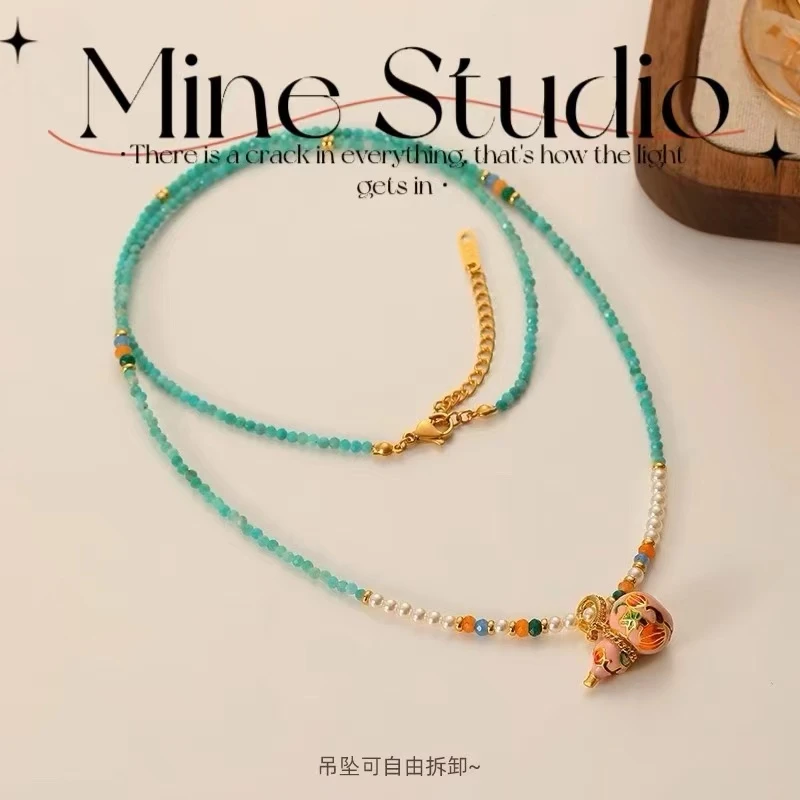 铜合金珐琅项链 葫芦项链时尚百搭复古彩色手工气质长60CM-XC7024