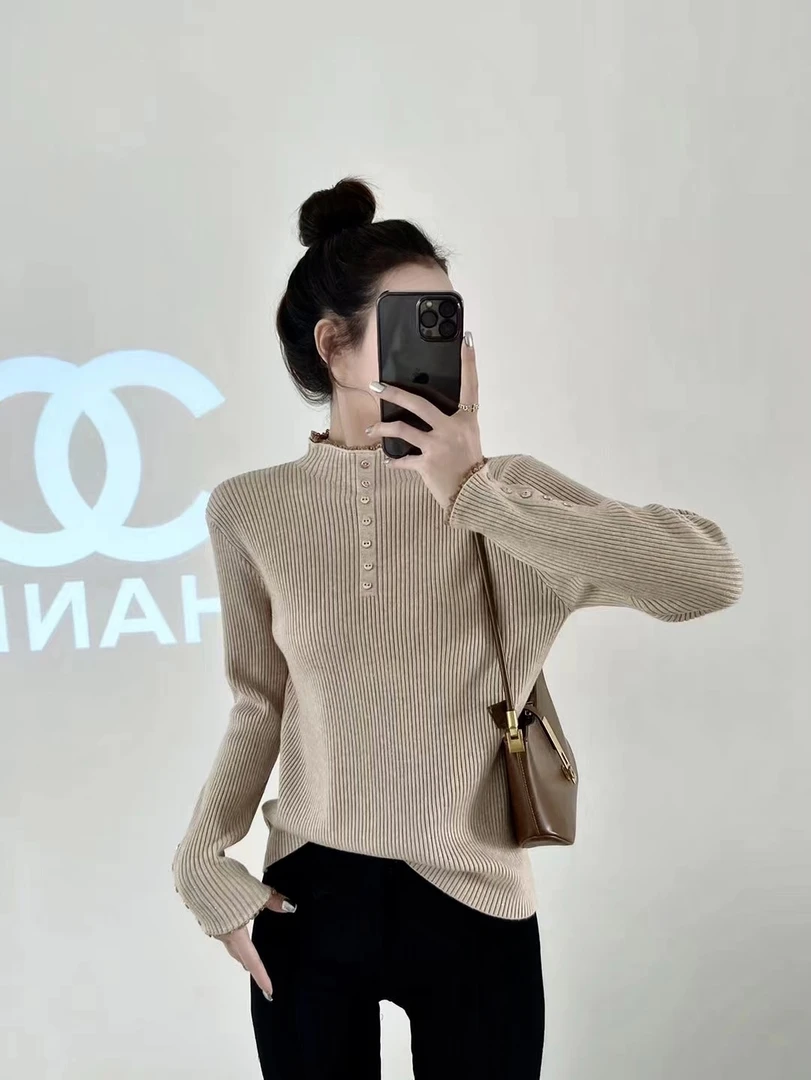 【芸汐专属】 T031 秋冬时尚百搭气质显瘦套头修身纯色半高领毛衣