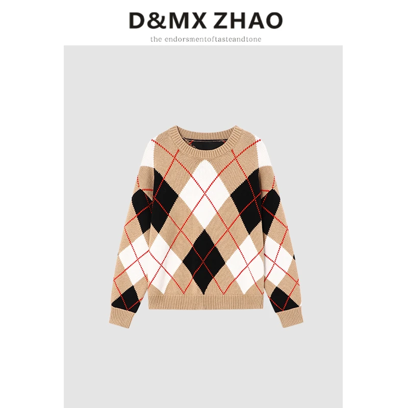 D&MX 2024冬季新品 定制菱格羊绒混纺高克重毛衣3932高个子系列