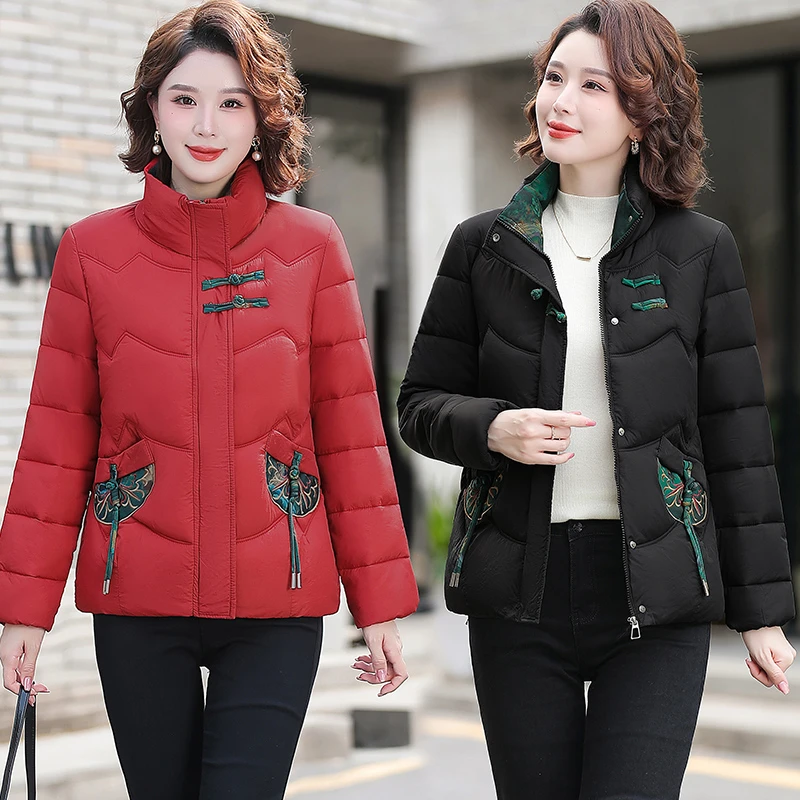 新中式棉服中年女棉衣短款冬装妈妈国风棉袄保暖洋气上衣外套