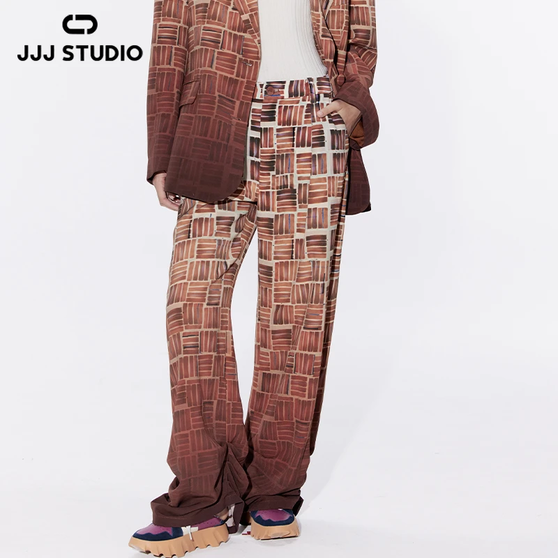 JJJ STUDIO 咖啡花色西装裤 JWSA1K007