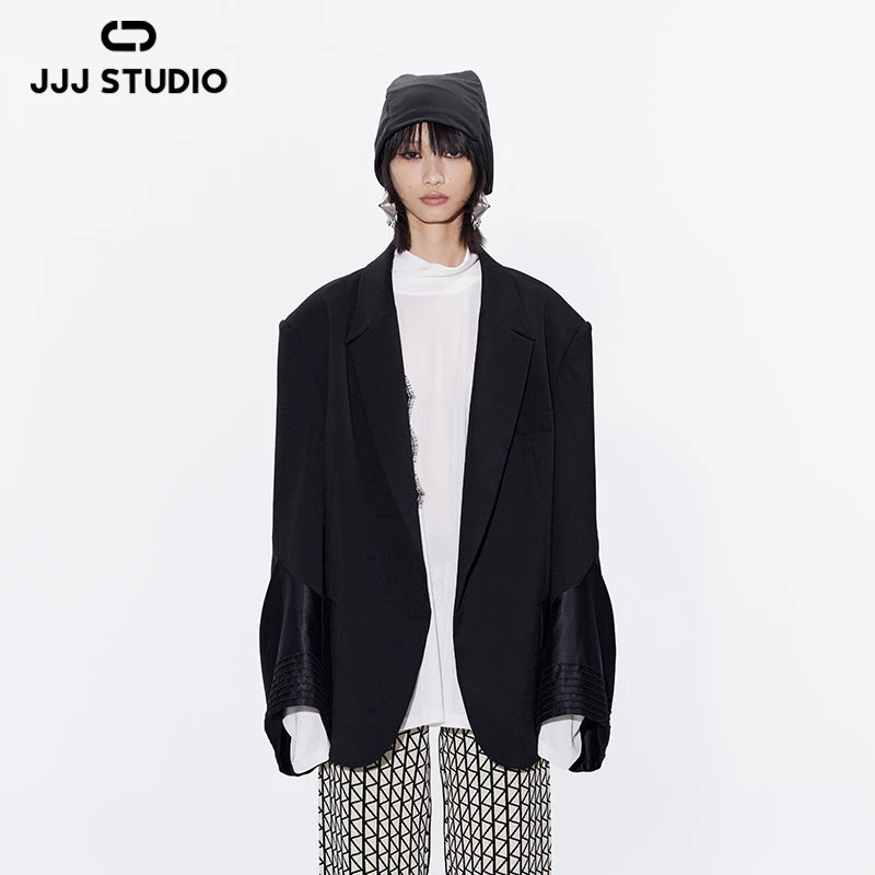 JJJ STUDIO 黑色宽松休闲风经典纯色百搭西装品质女装 JKWSA1W231
