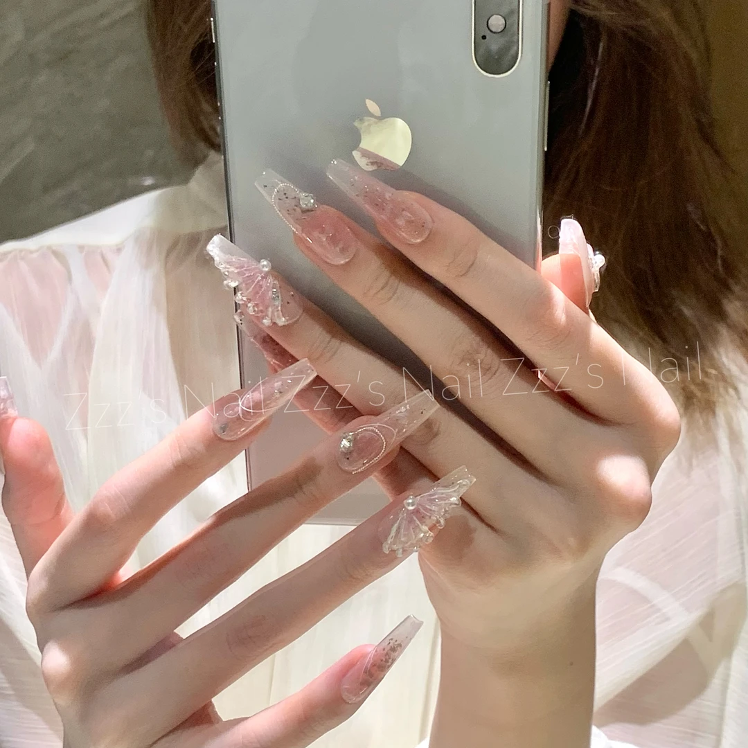 【冰晶蝴蝶】超仙气 冰透 高级 重工 蝴蝶 气质 纯手工穿戴甲