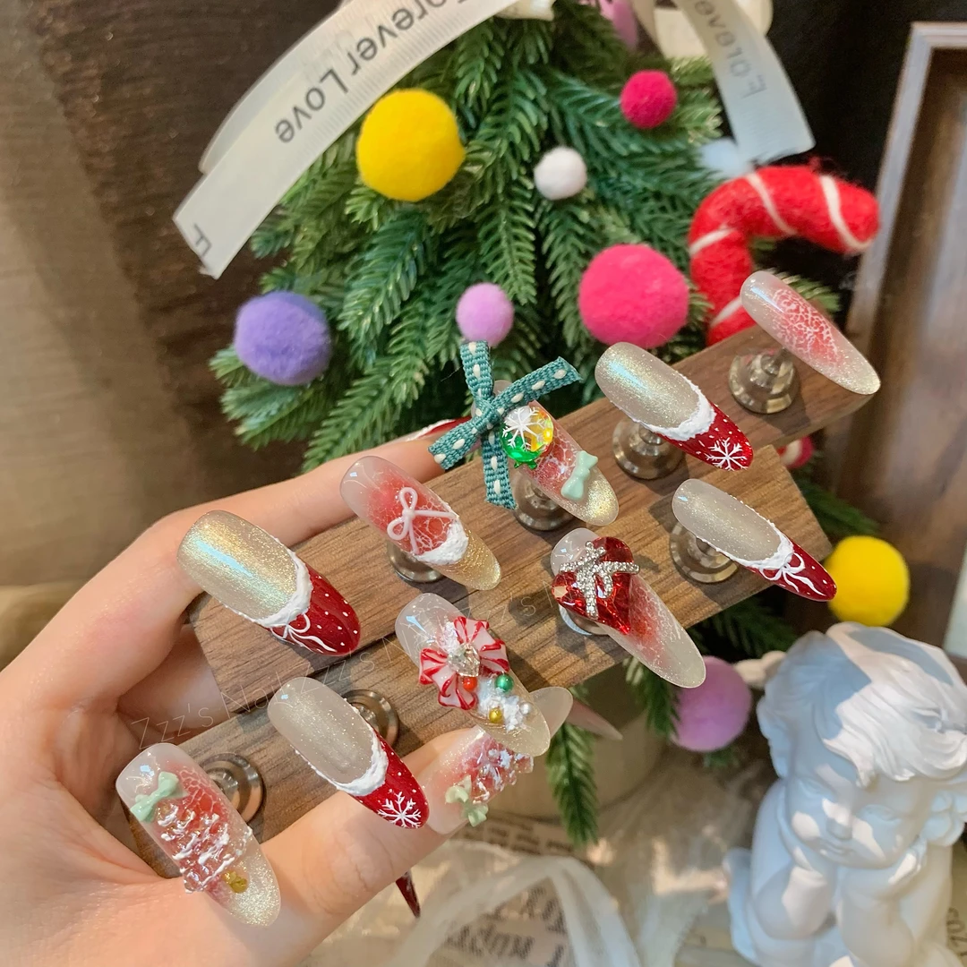 【新年快乐】可以戴到过年的红色系 气质纯欲又可爱 纯手工穿戴甲