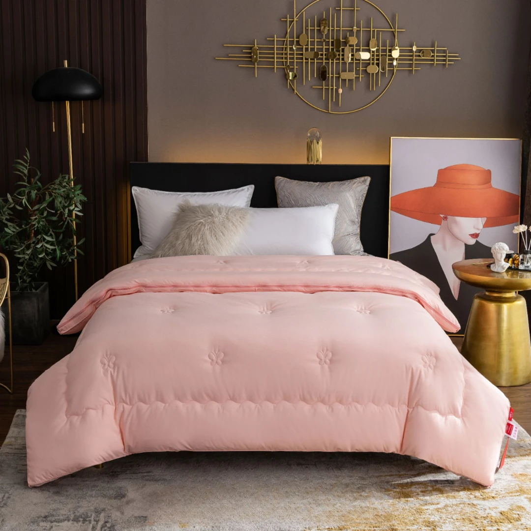 小蝴蝶轻奢四季被粉色秋冬被超柔绒被亲肤二合一加厚立体磨毛绣花