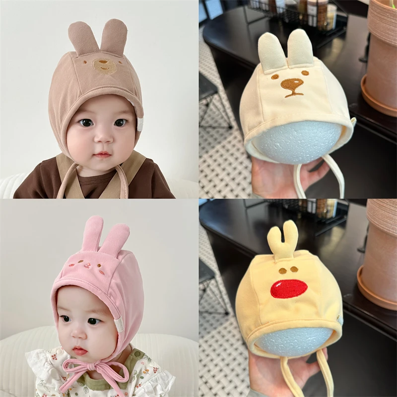小动物遮阳婴儿帽子春秋遮阳胎帽新生儿3-6-12个月男女宝宝护耳帽