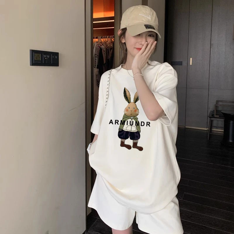 孕妇装2024夏季新款外穿卡通印花薄款宽松上衣运动风休闲托腹短裤