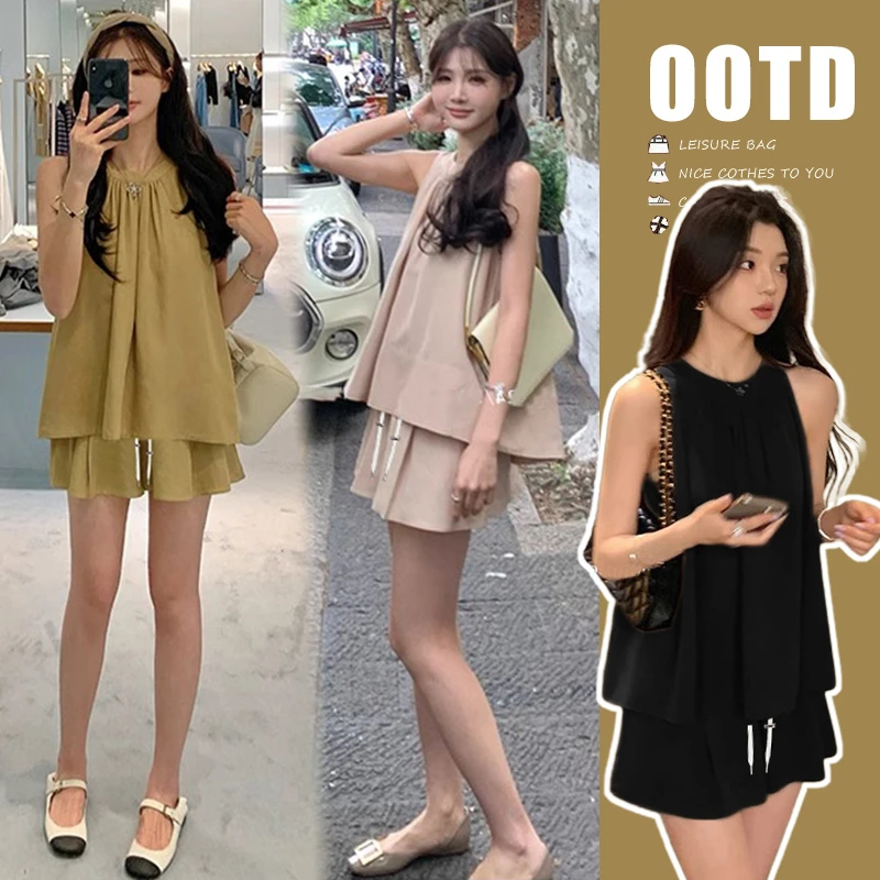 【瑶瑶】2024孕妇新款夏季套装时尚宽松上衣夏季薄款抽绳短裤两件套