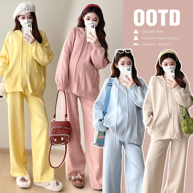 孕妇装套装时尚款外出网红孕妇上衣2025新款秋冬毛衣潮妈两件套